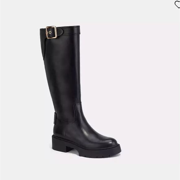 Coach Black CD53 Buckled Strap Lilli Boots Size 9 - Picture 1 of 6